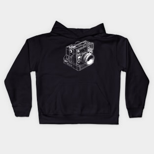 oldschool camera wireframe design Kids Hoodie